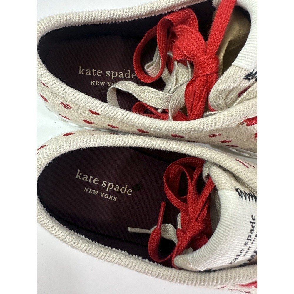 Kate Spade New York Vale Sneakers Red Heart Embroidered Canvas Shoes EUC Size 9 - Picture 8 of 16
